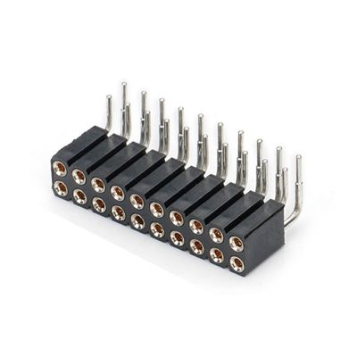 2.54mm Dual Row H7.0mm SMT PCB Kuningan Mesin Bulat Wanita Header Konektor PA6T Hitam