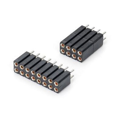2.54mm Dual Row H7.0mm SMT PCB Kuningan Mesin Bulat Wanita Header Konektor PA6T Hitam