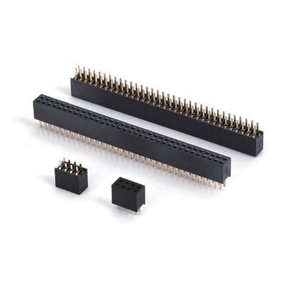 1.0 Wanita Header Dip Double Row Straight PA6T Hitam 2pin-100pin Board To Board konektor