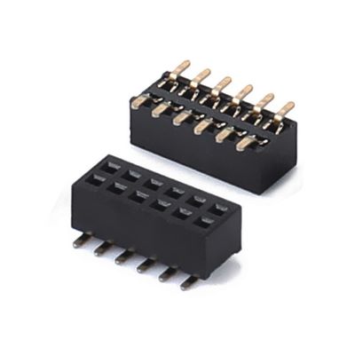 1.0 Wanita Header Dip Double Row Straight PA6T Hitam 2pin-100pin Board To Board konektor