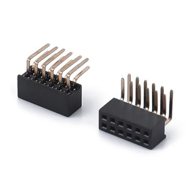 1.0 Wanita Header Dip Double Row Straight PA6T Hitam 2pin-100pin Board To Board konektor