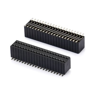 1.0 Wanita Header Dip Double Row Straight PA6T Hitam 2pin-100pin Board To Board konektor