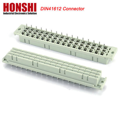 Right Angle PCB 128 Pin DIN 41612 Euro Female Connector dengan Board Lock Pbt Grey
