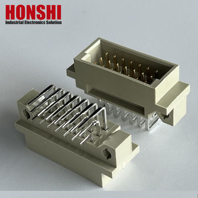 Right Angle PCB 128 Pin DIN 41612 Euro Female Connector dengan Board Lock Pbt Grey