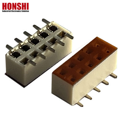 Konektor header wanita pitch putih baris ganda 2.54mm H7.1 10p SMT Tipe Pa6t PCB Papan