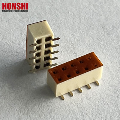 Konektor header wanita pitch putih baris ganda 2.54mm H7.1 10p SMT Tipe Pa6t PCB Papan
