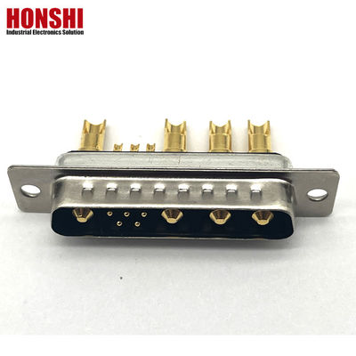 9w4 Solder Wire Communication D Sub Connector Gold Plated Male Mixed High Current 5+4 Core