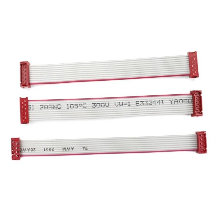 8 Pin 10 Pin Male Flat Cable Assembly IDC Ribbon Cable Red Micro Match Connector
