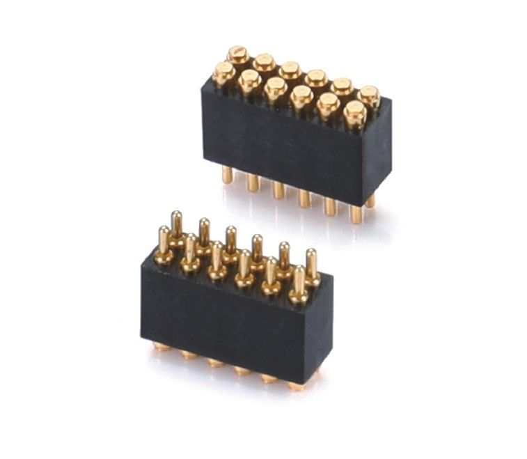 1.27mm H3.8mm Pogo Pin Connector Kuningan C6801 Bahan 12 Pin Connector dengan presisi