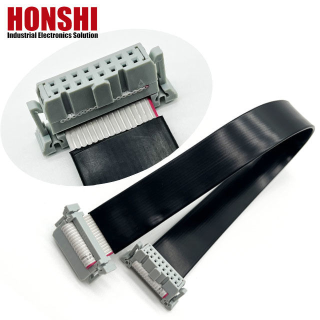 16 Pin IDC Flat PVC Ribbon Kabel Dengan 2.54mm Pitch Connector Panjang Disesuaikan