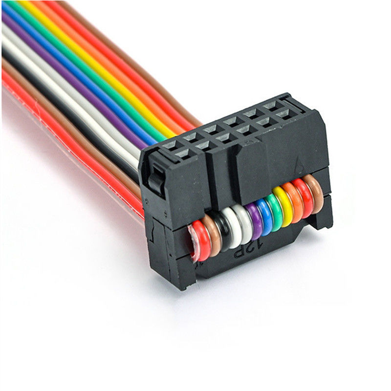 Custom 2.54mm 12 Pin Ribbon Kabel IDC Socket UL2651 28AWG Flat Wire Assembly