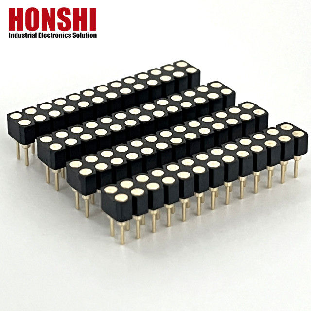 2.54mm Double Row PCB H3.0mm 7.4mm Straight Brass Machined Round Female Header Connector