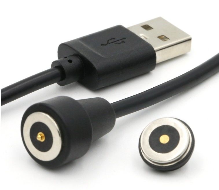 Kabel pengisian 3.0a arus tinggi USB 2 Pin Adaptor pengisian daya sirkular Pin Pogo magnetik
