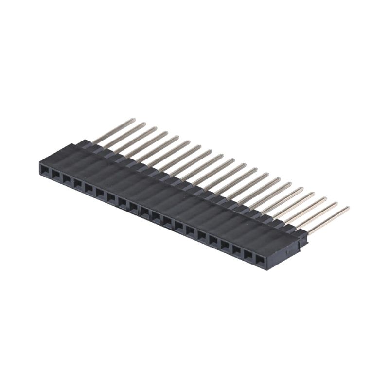 Single Row 180 Degree 40P Female Header Connector 2.54mm Pitch 8.5mm Tinggi Plastik