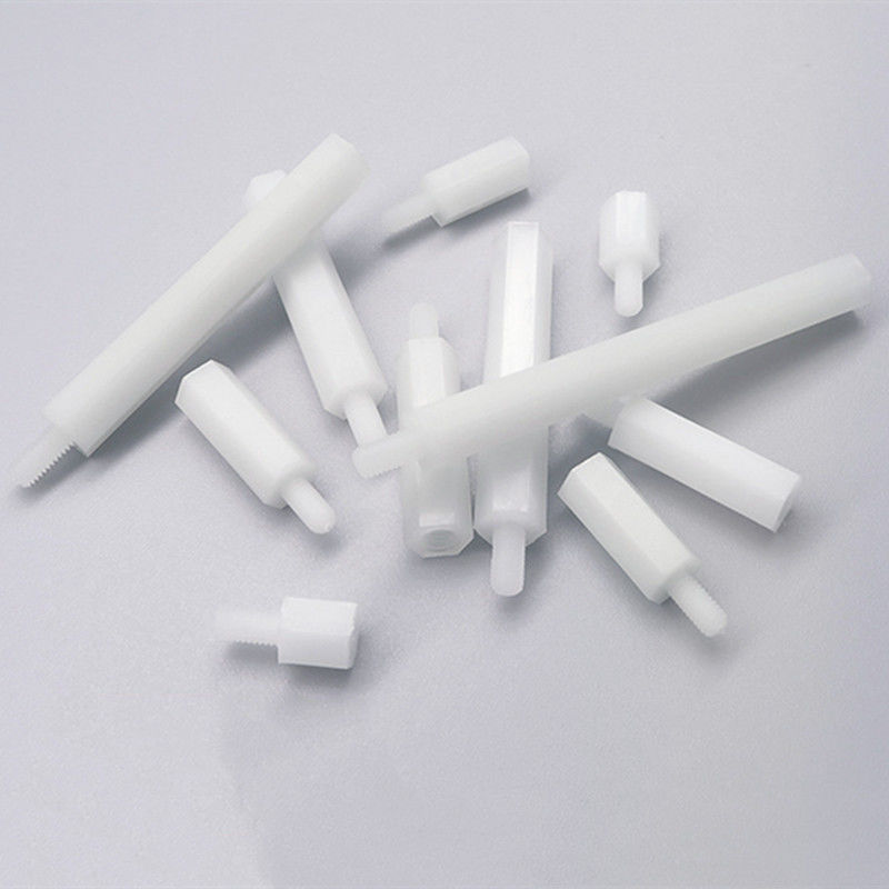 White Nylon Round Plastic Standoff untuk melalui lubang pemasangan pada papan sirkuit cetak