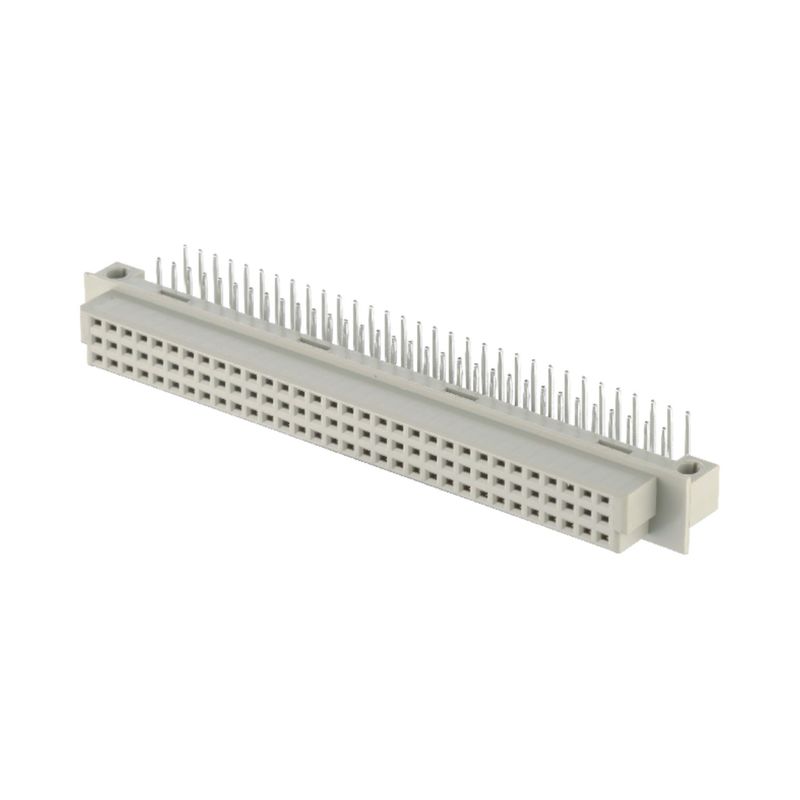 2.54mm DIN 41612 Konektor 64 Pin Sudut Kanan Pin Wanita Melalui Lubang 3 Baris Konektor