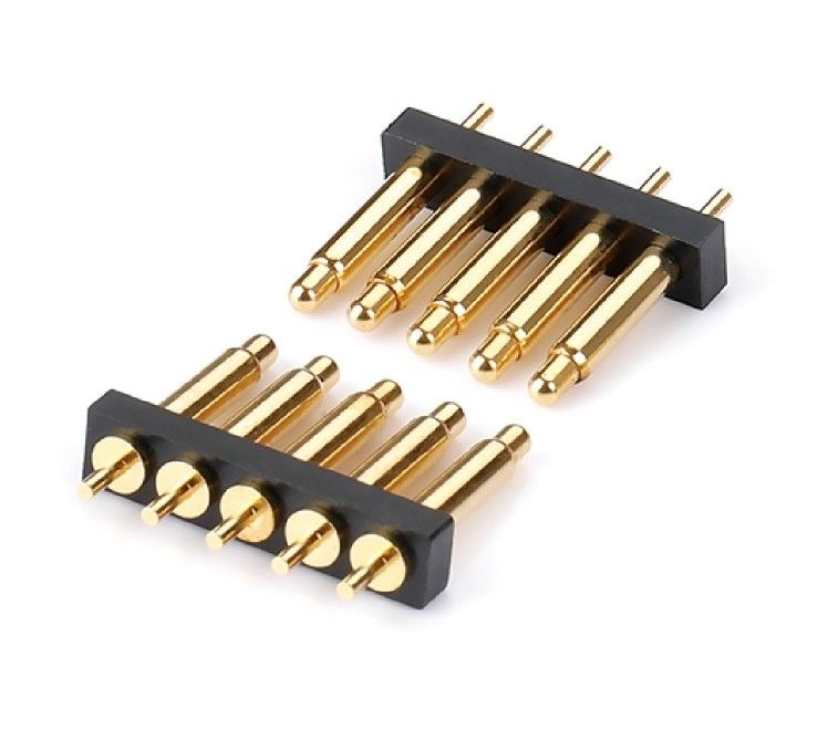 Konektor PCB 5 Pin jantan Pitch 2.54mm tipe celup konektor Pogo Pin pegas