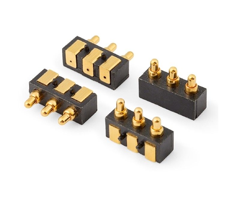 2.5mm 3 Pin Spring Loaded Pogo Pin Connector Untuk Aplikasi Otomotif Tegangan Nomor 1A