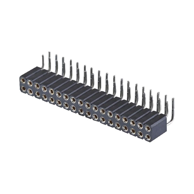 Konektor PCB Mesin Kepala Wanita 2.54mm H7.0mm Sudut Kanan Baris Ganda 2-80Pin