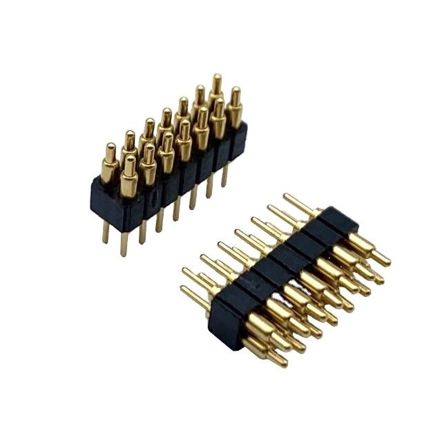 2.54mm H2.5 2x7Pin Pogo Pin Connector Kuningan Spring Loaded Electronic Straight Dip PCB