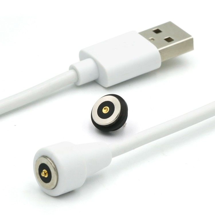 2 Pin Magnetic Pogo Pin Connector Kabel Untuk USB Jenis A M Kabel Putih