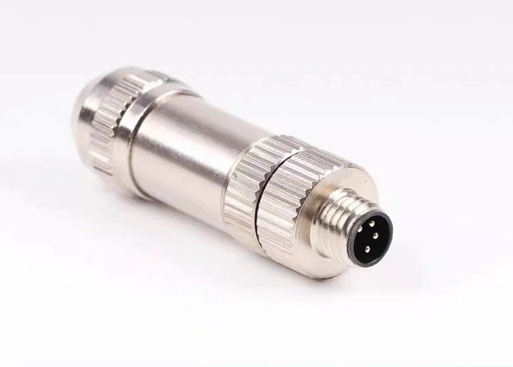 M8 IP67 Konektor Sirkular Plug Perisai Pria 3 4 5 6 8 Konektor tipe Pin Assembly