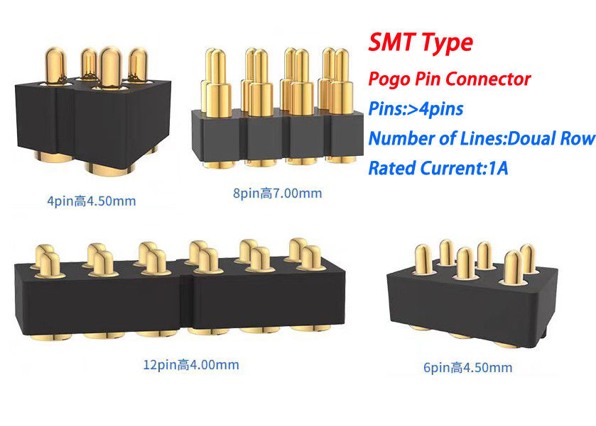6pin Wanita Pogo Pin Konektor Dan Spring Kontak Konektor Untuk Smd Pcb Disesuaikan