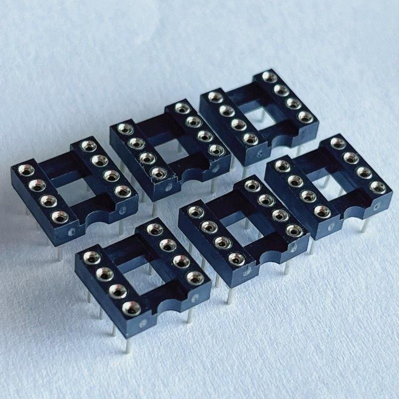 2.54mm 8 Pin IC Socket Connector Female Straight Pin Header PBT Insulation Material Hitam