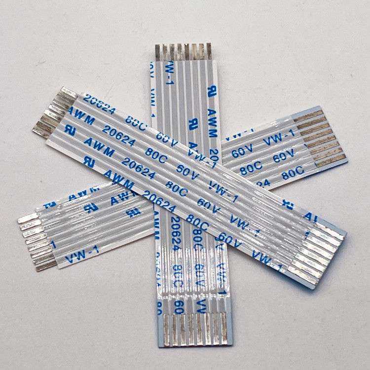 UL20624 1.25mm 8Pin FFC Ribbon Kabel 80C 60V 100mm Ribbon Flexible Flat Kabel