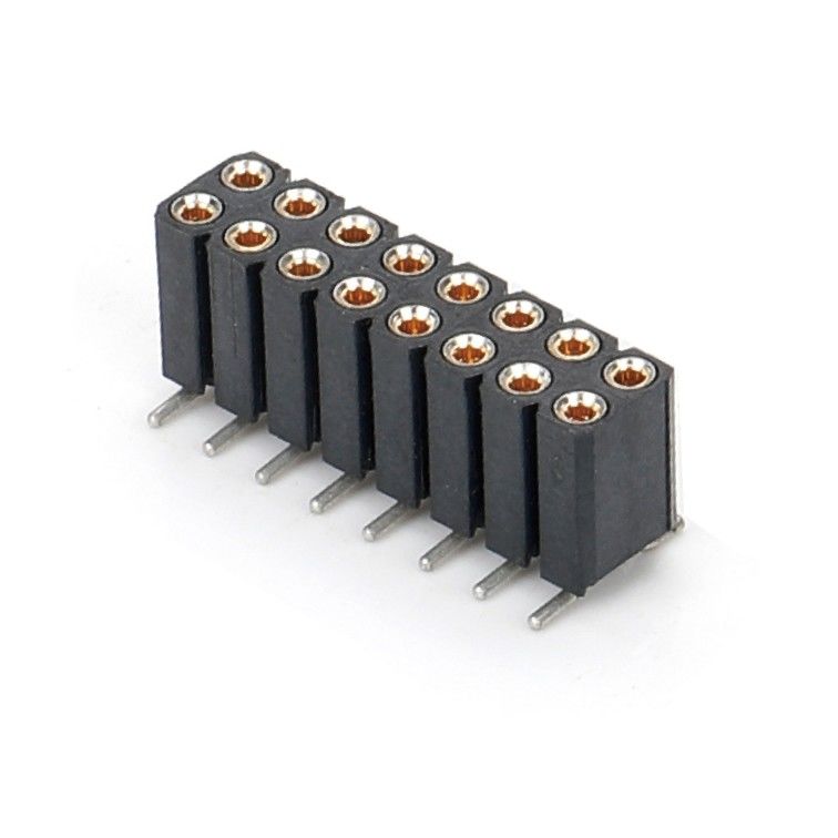 2.54mm Dual Row H7.0mm SMT PCB Kuningan Mesin Bulat Wanita Header Konektor PA6T Hitam