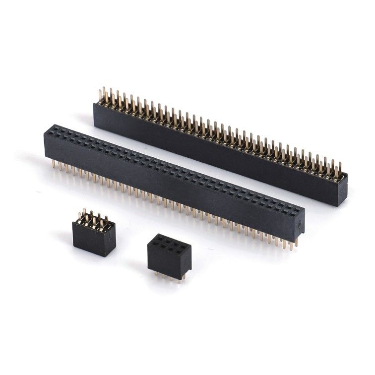1.0 Wanita Header Dip Double Row Straight PA6T Hitam 2pin-100pin Board To Board konektor