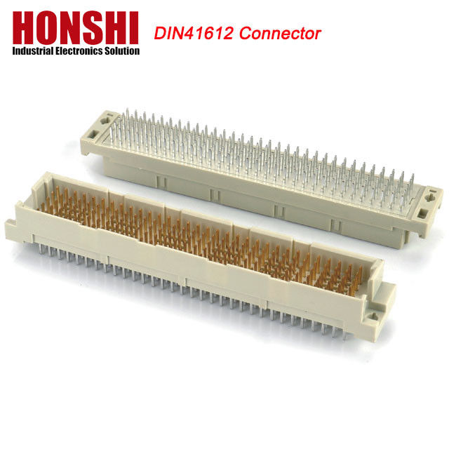DIN 41612 Empat Baris Inline 128 Pin DIN41612 Konektor Kuningan PCB Aplikasi Saat Ini