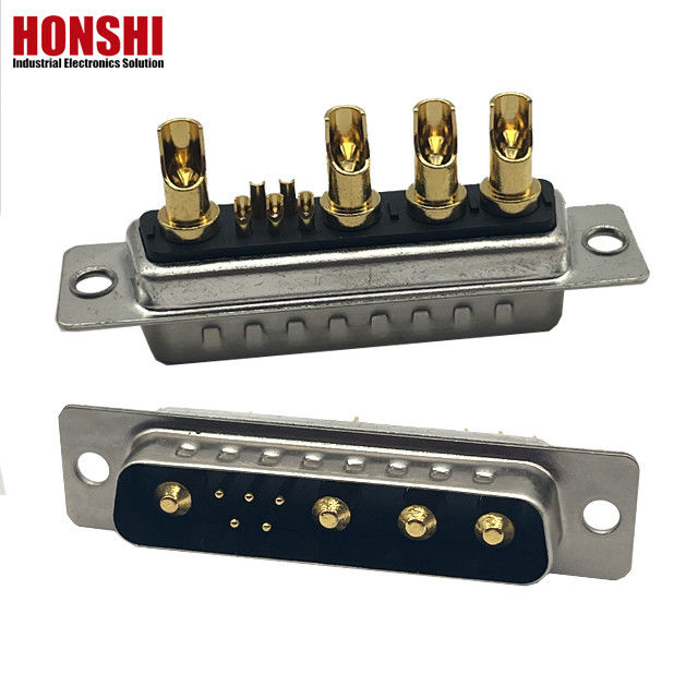 9w4 Solder Wire Communication D Sub Connector Gold Plated Male Mixed High Current 5+4 Core