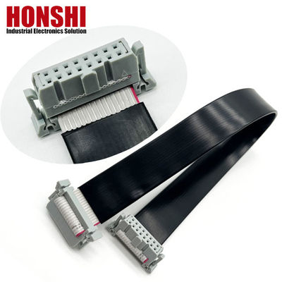 16 Pin IDC Flat PVC Ribbon Kabel Dengan 2.54mm Pitch Connector Panjang Disesuaikan