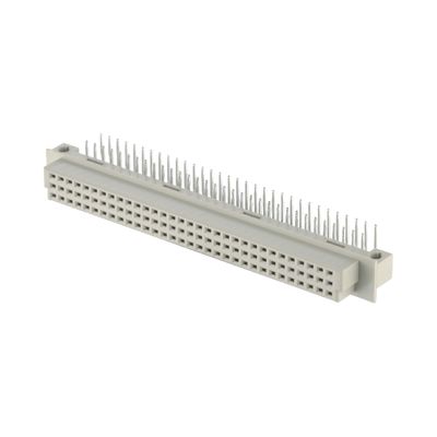 2.54mm DIN 41612 Konektor 64 Pin Sudut Kanan Pin Wanita Melalui Lubang 3 Baris Konektor