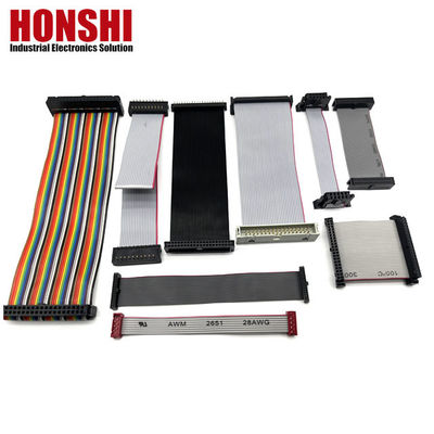 IDC Ribbon Flat Cable Assembly UL2651 28AWG Dengan Konduktor Kawat Tembaga Kaleng