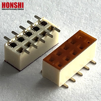 Konektor header wanita pitch putih baris ganda 2.54mm H7.1 10p SMT Tipe Pa6t PCB Papan